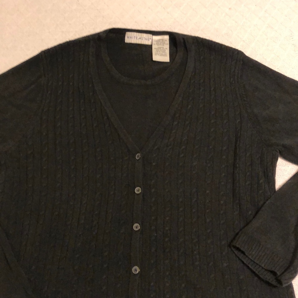 White Stag Black Button Down Cardigan Blouse